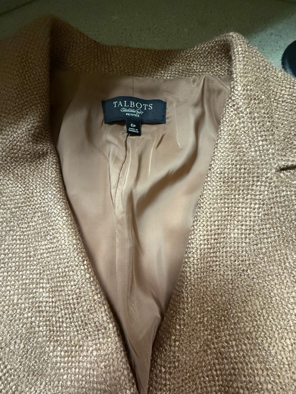 Talbots Double-Breasted Oatmeal Tweed Blazer - Picture 4 of 7